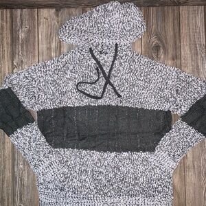 Olive Scent Oversized Sweater Soft Cozy Comfy Two Tone Grey Hoodie Cable Knit